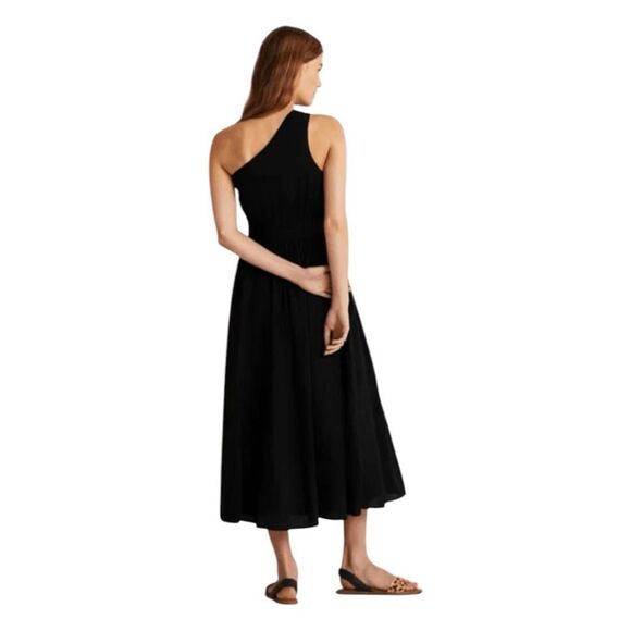 Boden One Shoulder Midi Dress Black Cotton Knit Side Zip Fit n Flare 8 - Picture 5 of 10